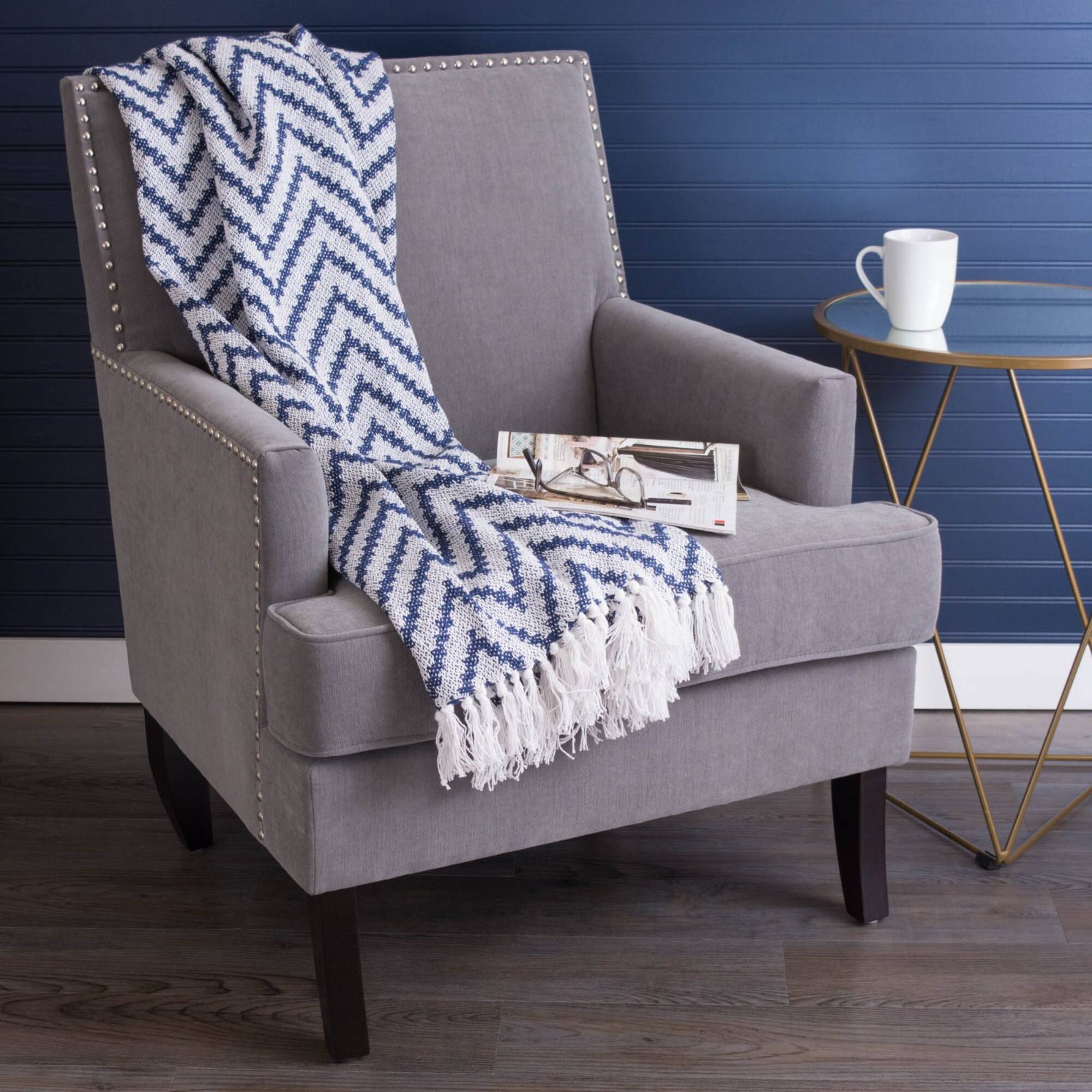 DII® Nautical Blue Large Chevron Throw